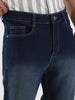 Men's Dark Blue Straight Fit Washed Jeans Stretchable