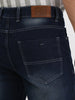 Men's Dark Blue Straight Fit Washed Jeans Stretchable