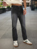 Men's Dark Grey Straight Fit Washed Jeans Stretchable
