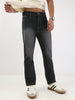 Men's Dark Grey Straight Fit Washed Jeans Stretchable