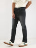 Men's Dark Grey Straight Fit Washed Jeans Stretchable