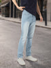 Men's Ice Blue Straight Fit Washed Jeans Stretchable