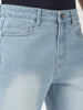 Men's Ice Blue Straight Fit Washed Jeans Stretchable