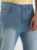 Men's Light Blue Straight Fit Washed Jeans Stretchable