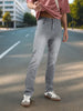 Men's Light Grey Straight Fit Washed Jeans Stretchable