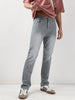 Men's Light Grey Straight Fit Washed Jeans Stretchable