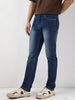 Men's Blue Straight Fit Washed Jeans Stretchable