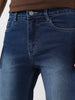 Men's Blue Straight Fit Washed Jeans Stretchable