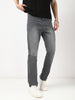 Men's Grey Straight Fit Washed Jeans Stretchable