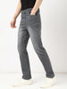 Men's Grey Straight Fit Washed Jeans Stretchable