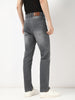 Men's Grey Straight Fit Washed Jeans Stretchable