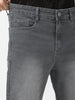 Men's Grey Straight Fit Washed Jeans Stretchable