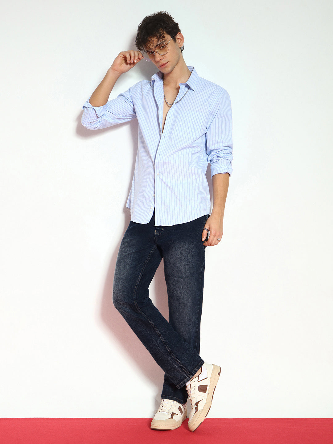 Men's Dark Grey Straight Fit Washed Jeans Stretchable