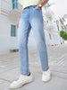 Men's Ice Blue Straight Fit Washed Jeans Stretchable