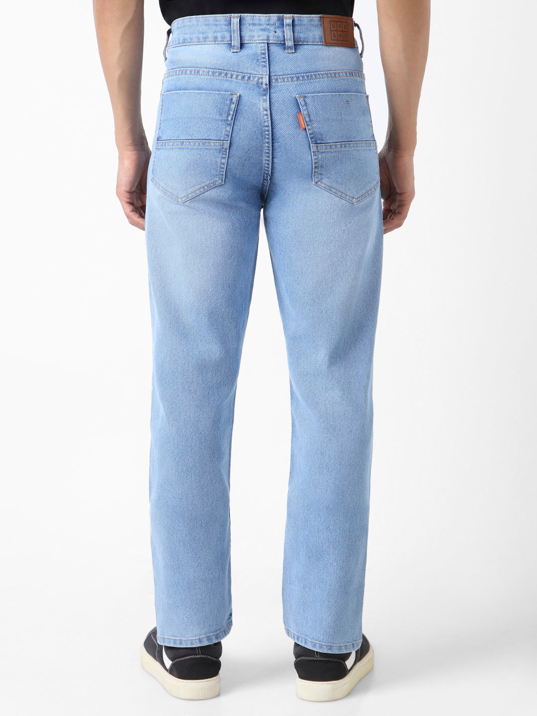 Men's Light Blue Straight Fit Washed Jeans Stretchable