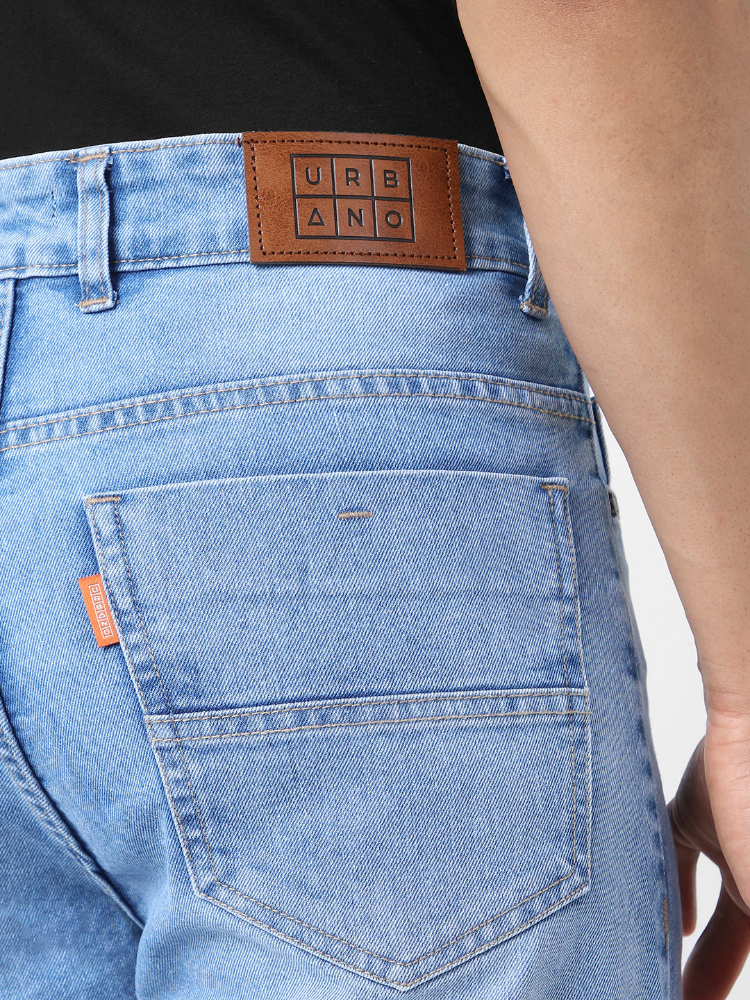 Men's Light Blue Straight Fit Washed Jeans Stretchable