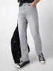 Men's Light Grey Straight Fit Washed Jeans Stretchable