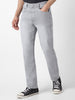 Men's Light Grey Straight Fit Washed Jeans Stretchable