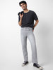 Men's Light Grey Straight Fit Washed Jeans Stretchable