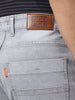 Men's Light Grey Straight Fit Washed Jeans Stretchable