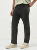 Men's Black Straight Fit Heavy Washed Jeans Stretchable