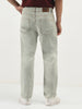 Men's Ice Grey Straight Fit Heavy Washed Jeans Stretchable