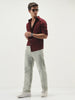 Men's Ice Grey Straight Fit Heavy Washed Jeans Stretchable