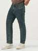 Men's Blue Straight Fit Heavy Washed Jeans Stretchable
