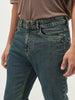 Men's Blue Straight Fit Heavy Washed Jeans Stretchable