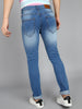 Men's Blue Slim Fit Heavy Washed Jeans Stretchable