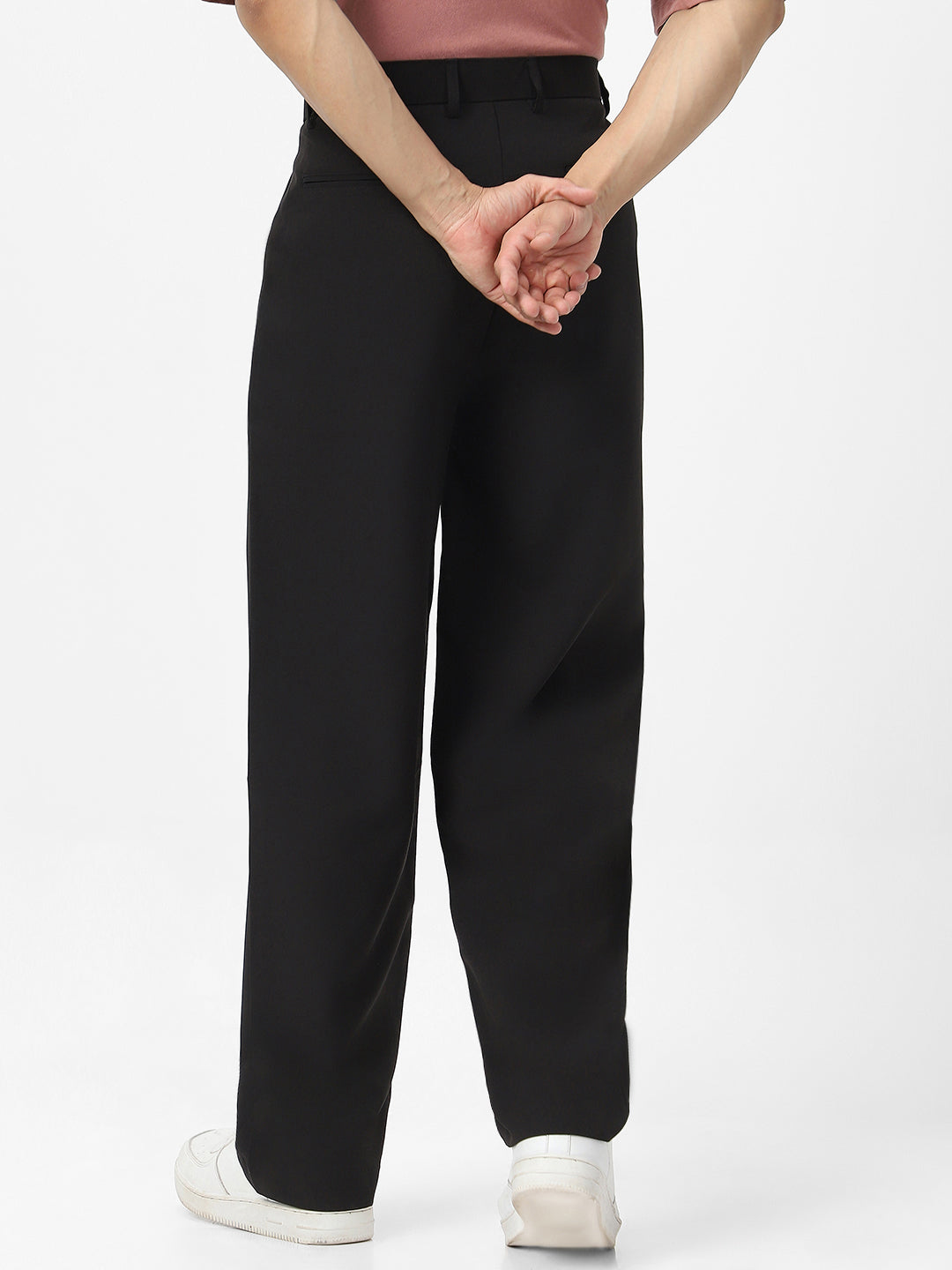 Men's Black Loose Baggy Fit Solid Korean Pants Stretchable