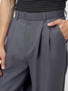 Men's Medium Grey Loose Baggy Fit Solid Korean Pants Stretchable
