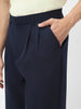 Men's Navy Loose Baggy Fit Solid Korean Pants Stretchable