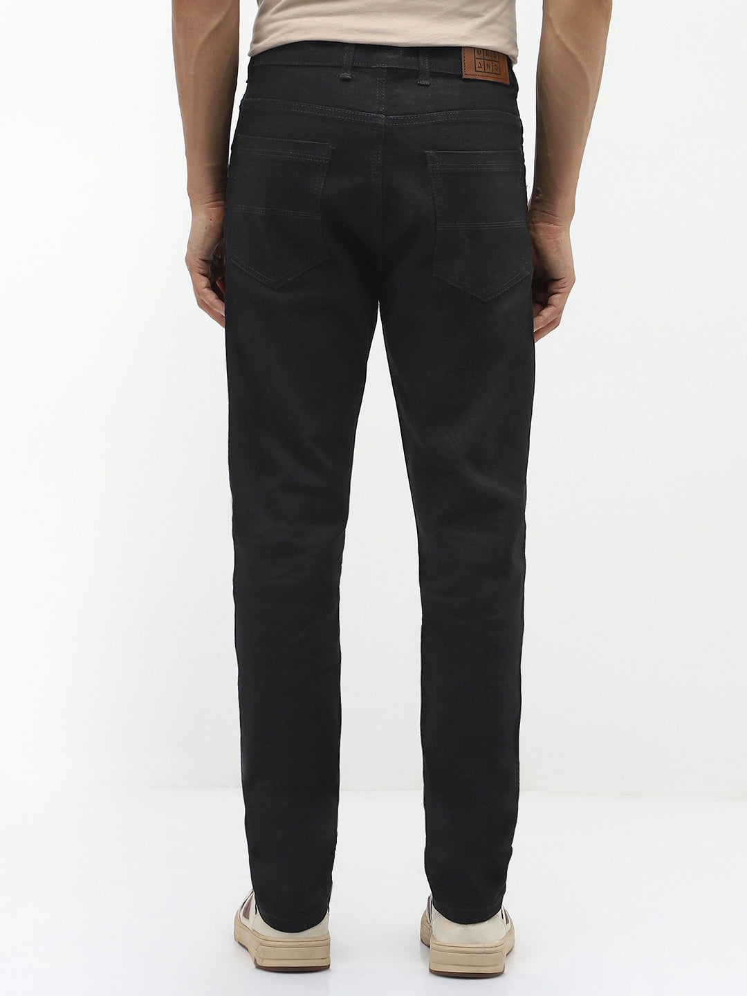 Men Slim Mid Rise Black Jeans Stretchable