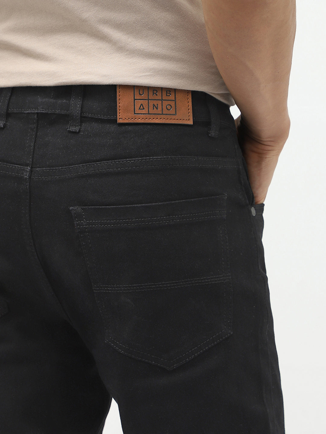 Men Slim Mid Rise Black Jeans Stretchable