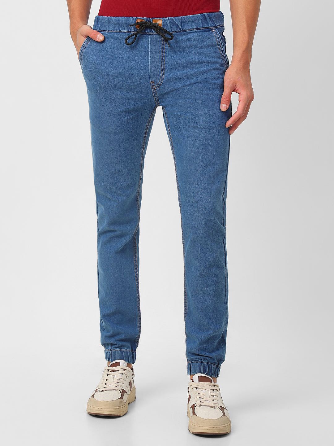 Men's Light Blue Jogger Jeans Slim Fit Stretch