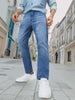 Men's Light Blue Slim Fit Mild Distressed/Torn Jeans Stretchable