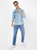 Men's Light Blue Slim Fit Mild Distressed/Torn Jeans Stretchable