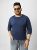 Plus Men's Estate Blue Printed Full Sleeve Regular Fit Cotton T-Shirt