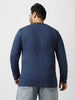 Plus Men's Estate Blue Printed Full Sleeve Regular Fit Cotton T-Shirt