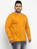 Plus Men's Mustard Printed Full Sleeve Regular Fit Cotton T-Shirt