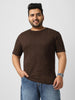 Plus Men's Chicory Coffee Printed Half Sleeve Regular Fit Cotton T-Shirt