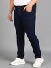 Plus Men's Dark Blue Regular Fit Washed Jeans Stretchable