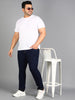Plus Men's Dark Blue Regular Fit Washed Jeans Stretchable