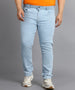 Plus Men's Ice Blue Regular Fit Washed Jeans Stretchable