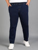 Plus Men's Dark Blue Regular Fit Washed Jogger Jeans Stretchable