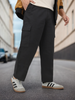 Plus Men's Black Loose Baggy Fit Solid Cargo Chino Pant with 6 Pockets Non-Stretchable