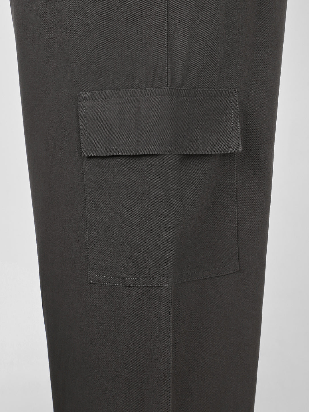 Plus Men's Brown Loose Baggy Fit Solid Cargo Chino Pant with 6 Pockets Non-Stretchable