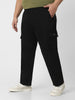 Plus Men's Black Regular Fit Solid Cargo Chino Pant with 6 Pockets