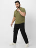 Plus Men's Black Regular Fit Solid Cargo Chino Pant with 6 Pockets